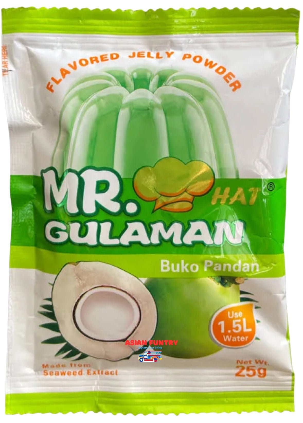 Mr. Gulaman Flavored Jelly Powder Buko Pandan (3+1 25g packs) - Asian Funtry