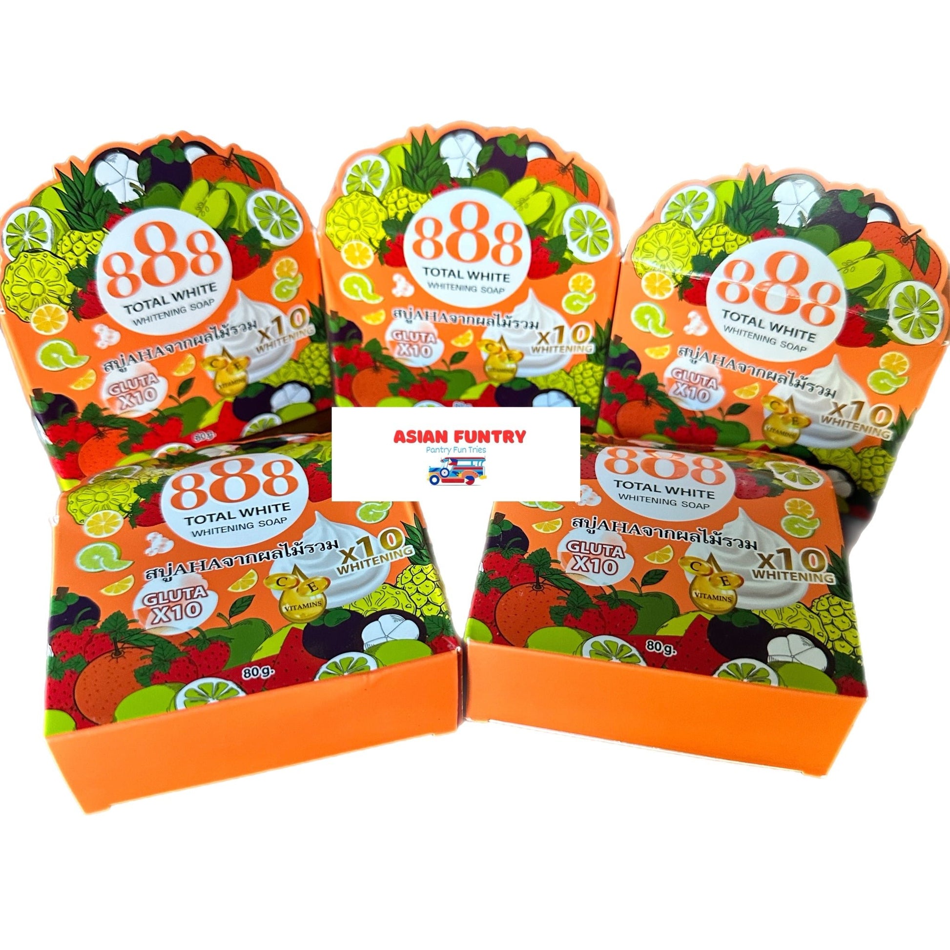 888 Total White Whitening Soap (80 gms) Gluta X10 Whitening with Vit. C and E - Asian Funtry