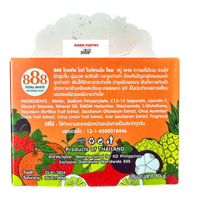 888 Total White Whitening Soap (80 gms) Gluta X10 Whitening with Vit. C and E - Asian Funtry