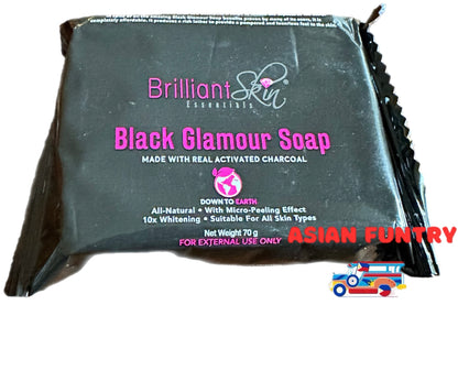 Achieve clear and radiant skin with Brilliant Skin Black Glamour Soap. Made with real activated charcoal, this all natural soap offers a micro peeling effect for 10X whitening. Suitable for all skin types, experience the benefits of this powerful ingredient for yourself.