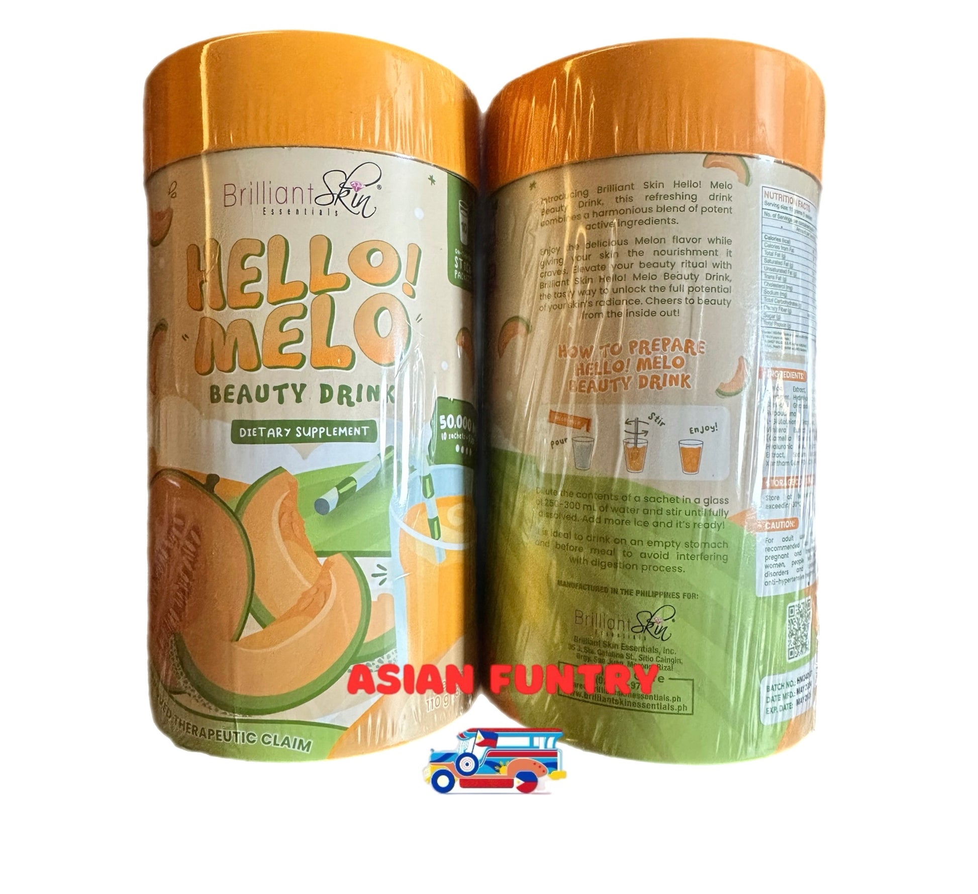 Enjoy the delicious Melon flavor while giving your skin the nourishment it craves. Elevate your beauty ritual with Brilliant Skin Hello! Melo Beauty drink, the tasty way to unlock the full potential oof your skin's radiance. Cheers to beauty from inside out!