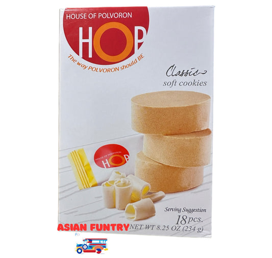 Try the authentic taste of the Philippines with House Of Polvoron HOP 18 pcs Classic soft cookies. Made with the finest ingredients, this special polvoron will transport you to the best of the Philippines. Enjoy the rich, buttery taste in every bite.