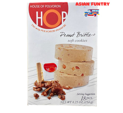 Try the authentic taste of the Philippines with House Of Polvoron HOP 18 pcs Peanut Brittle soft cookies. Made with the finest ingredients, this special polvoron will transport you to the best of the Philippines. Enjoy the rich, buttery taste in every bite.
