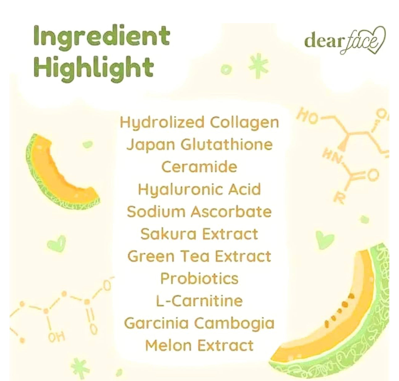 Dear Face Beauty Milk Premium Japanese Collagen Melon drink (10 sachets X18g)