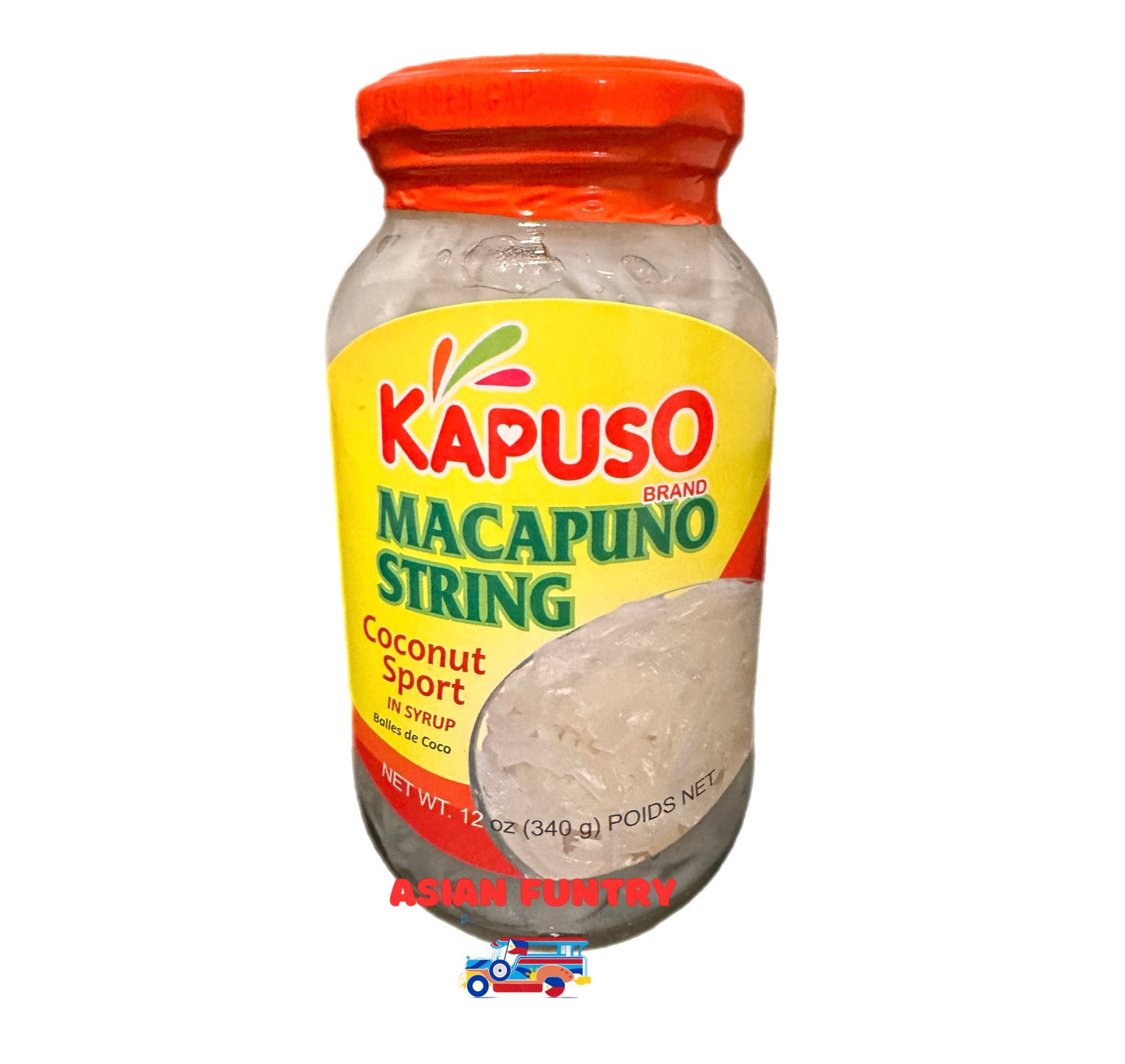 Discover the sweet and unique taste of Kapuso Macapuno String. Made from 100% macapuno, this 340g (12oz) jar is filled with delicious coconut sport in syrup. Satisfy your craving for a tropical treat and add a touch of sweetness to your dishes. Experience the natural goodness and rich flavor of macapuno with every bite.