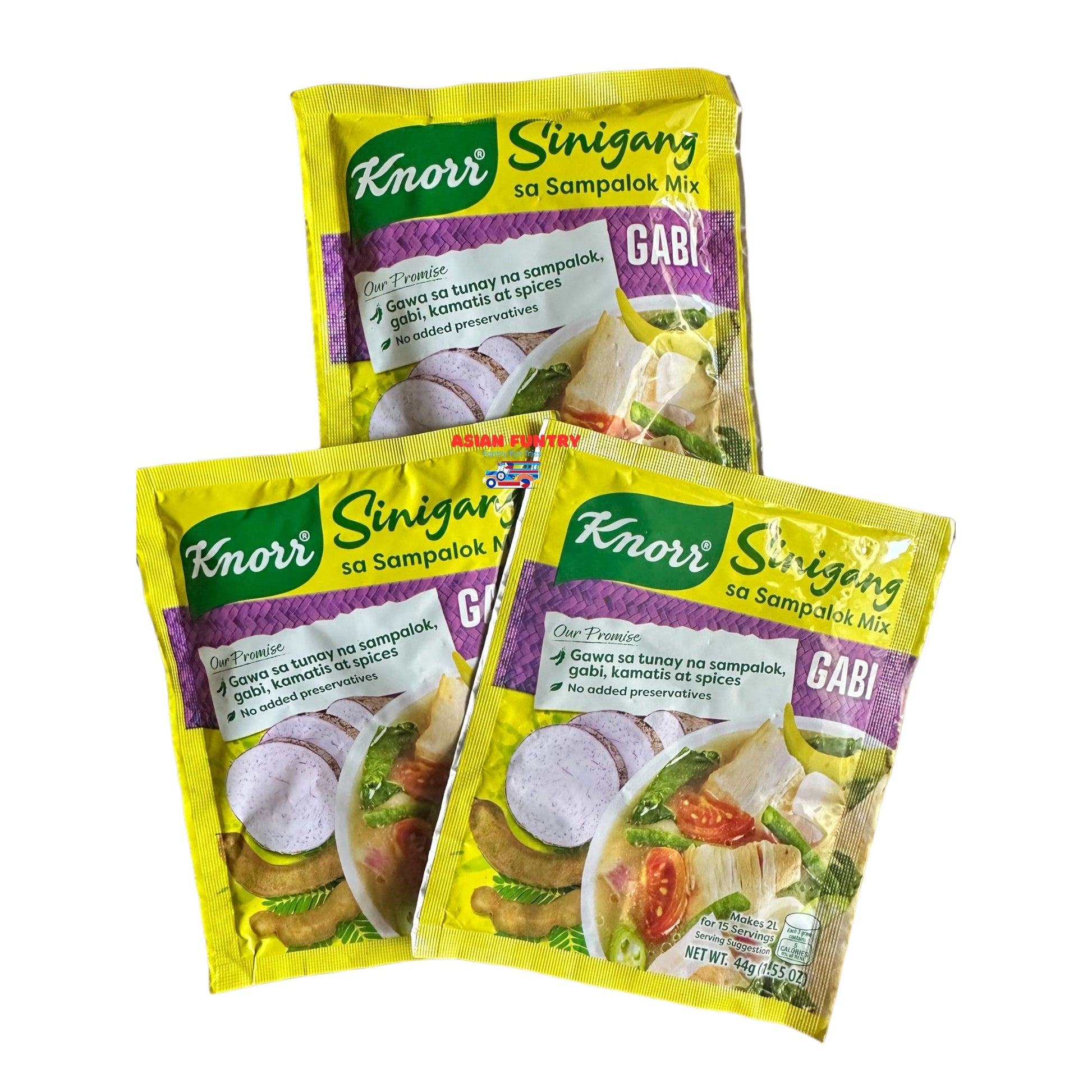 Made with all-natural sampalok powder and no added preservatives, Knorr Sinigang sa Sampalok Mix with real Gabi brings the authentic flavors of the well-loved Filipino dish, sinigang. Enjoy the unique blend of tangy and savory flavors in every sip, without any artificial ingredients. Elevate your cooking and indulge in a delicious, preservative-free meal with Knorr Sinigang sa Sampalok Mix Gabi.