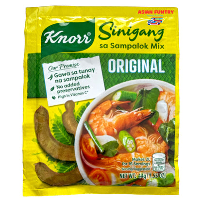Expertly crafted from authentic tamarind, Knorr Tamarind Soup Mix (Pack of 3X44g) will elevate your Sinigang to a whole new level. Perfect for creating delicious broth and the classic tangy flavors of the Philippines' beloved dish, Sinigang. Unleash the full potential of tamarind with this must-have mix.