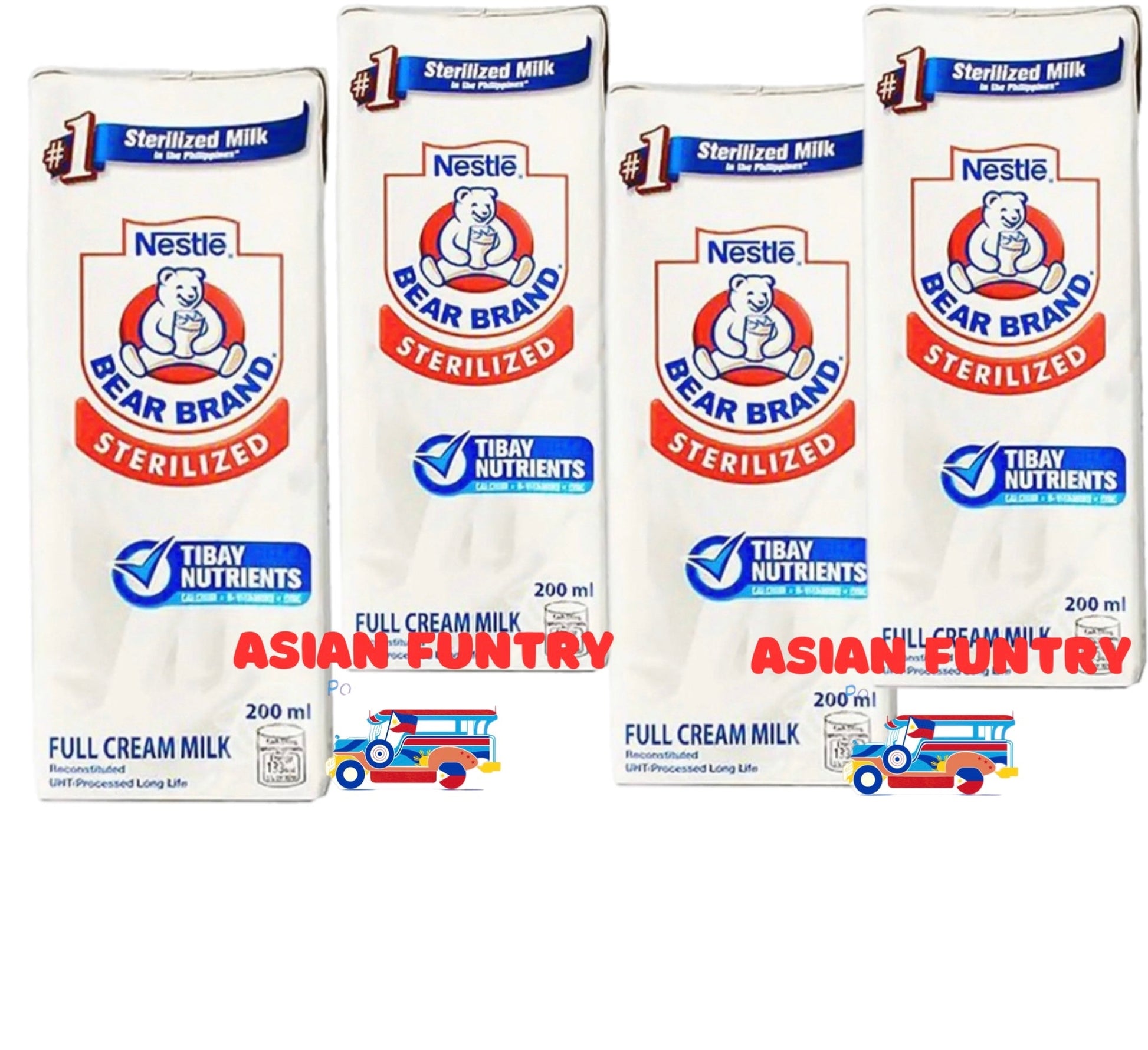 Bear Brand Sterilized Full Cream Milk (4 X 200ml Tetra Pack) - Asian Funtry