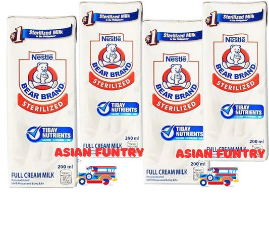 Bear Brand Sterilized Full Cream Milk (4 X 200ml Tetra Pack) - Asian Funtry