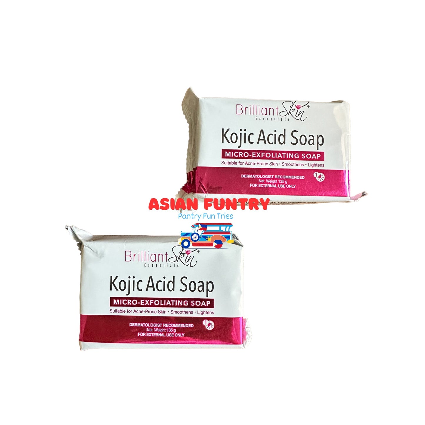 Brilliant Skin Kojic Acid Soap (Micro - Exfoliating Soap) 135g pack of 2 - Asian Funtry