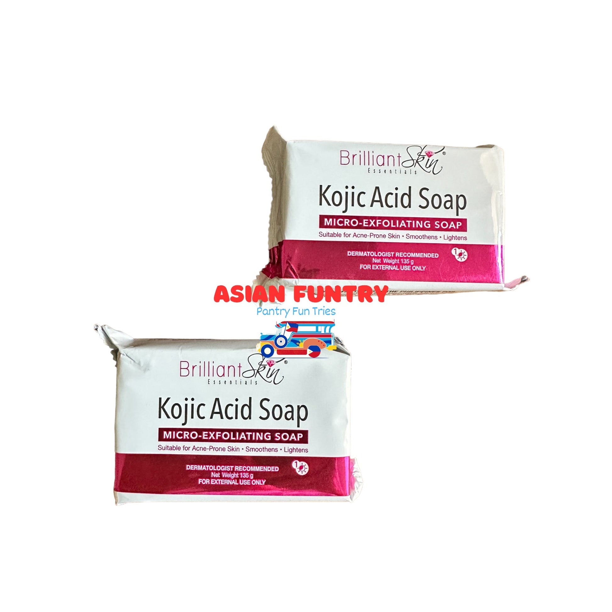 Brilliant Skin Kojic Acid Soap (Micro - Exfoliating Soap) 135g pack of 2 - Asian Funtry