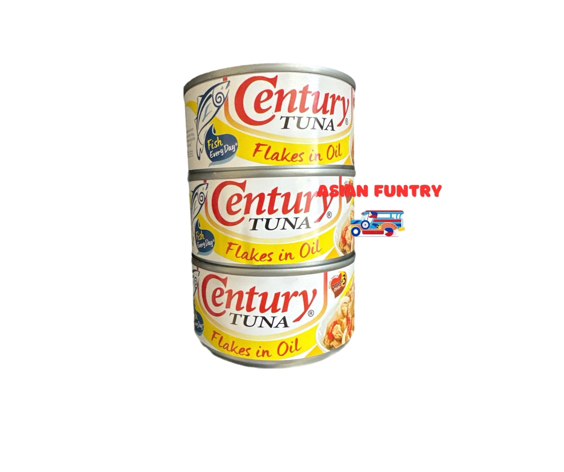 Century Tuna Flakes in Oil - Pack of 3 (@180 gms or 6.35 oz.) Hot & Spicy variant - Asian Funtry