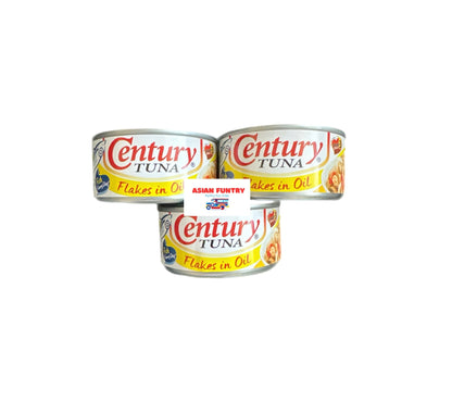 Century Tuna Flakes in Oil - Pack of 3 (@180 gms or 6.35 oz.) Hot & Spicy variant - Asian Funtry