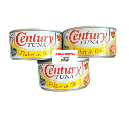Century Tuna Flakes in Oil - Pack of 3 (@180 gms or 6.35 oz.) Hot & Spicy variant - Asian Funtry