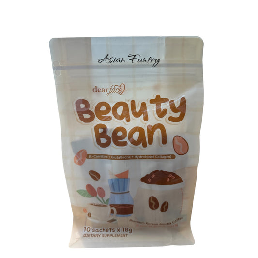 Dear Face Beauty Bean Mocha Coffee (L - Carnitine+Glutathione+Hydrolyzed Collagen) 10X18g sachets - Asian Funtry