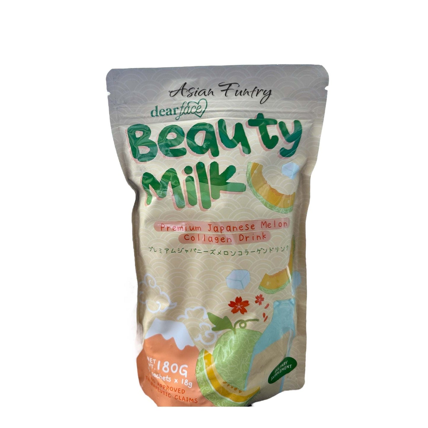 Dear Face Beauty Milk Premium Japanese Collagen Melon drink (10 sachets X18g) - Asian Funtry