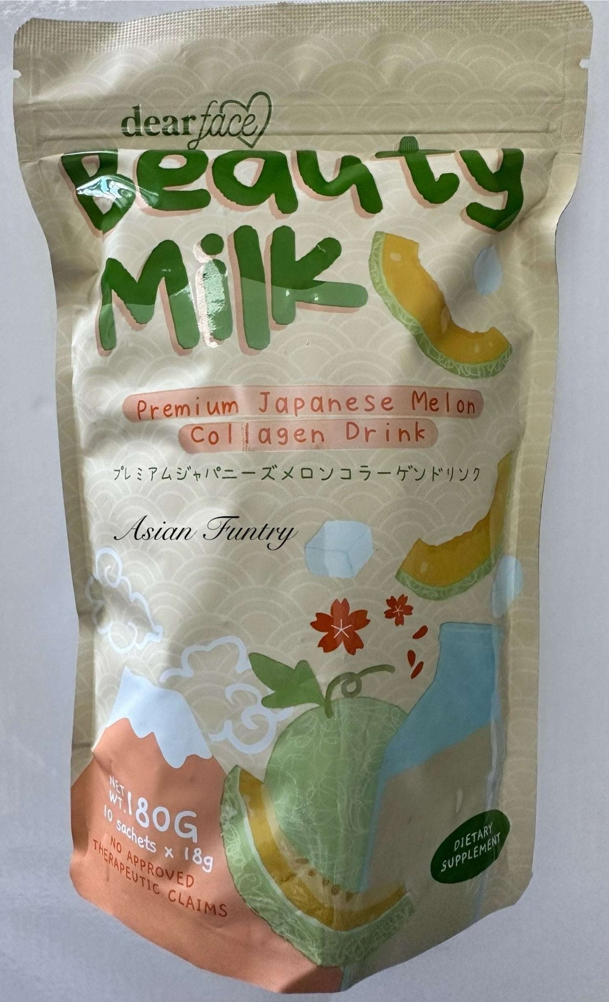 Dear Face Beauty Milk Premium Japanese Collagen Melon drink (10 sachets X18g) - Asian Funtry