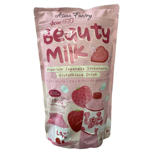 Dear Face Beauty Milk Premium Japanese Strawberry Glutathione drink (10X18g saachets) - Asian Funtry