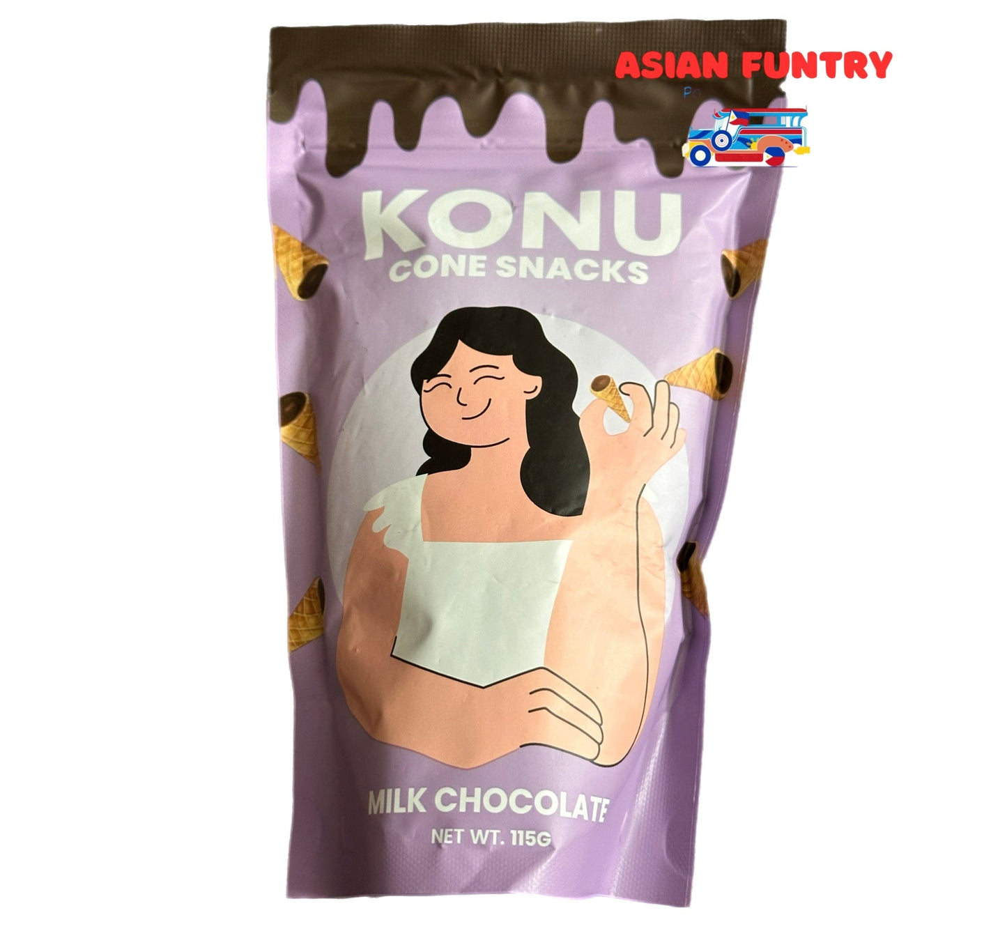 Konu Cone Snacks Dark Chocolate 115g - Asian Funtry