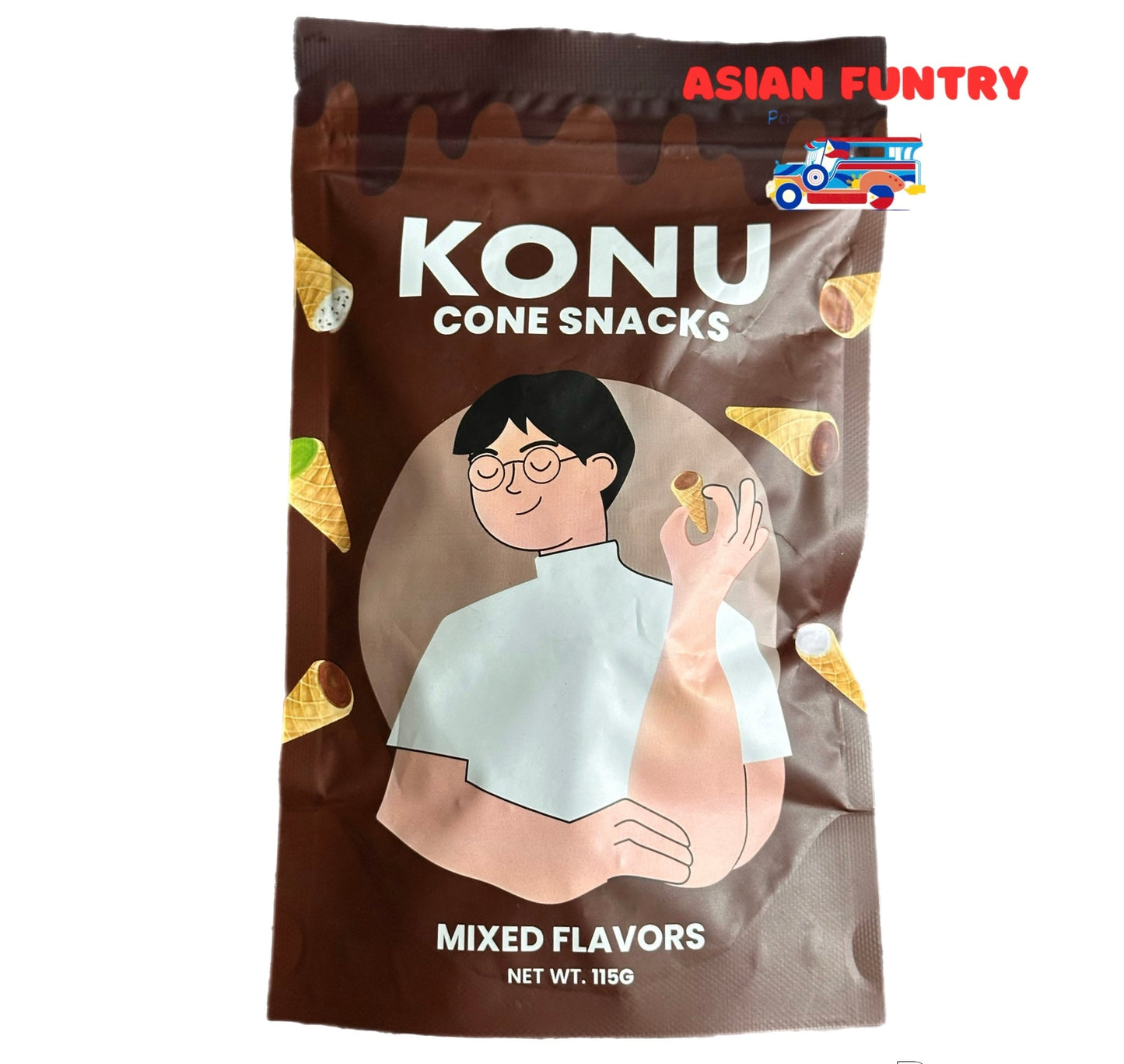 Konu Cone Snacks Dark Chocolate 115g - Asian Funtry