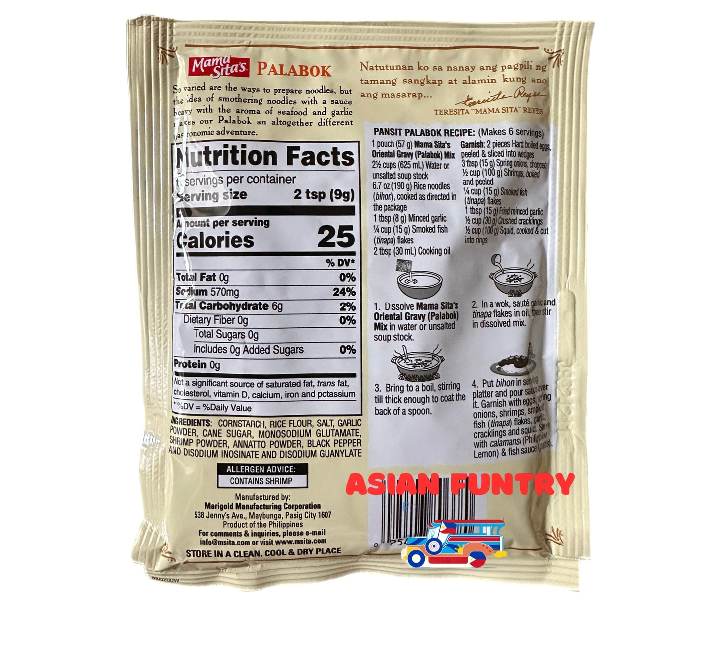 Mama Sita's Palabok Oriental Gravy Mix (57g pack) - Asian Funtry
